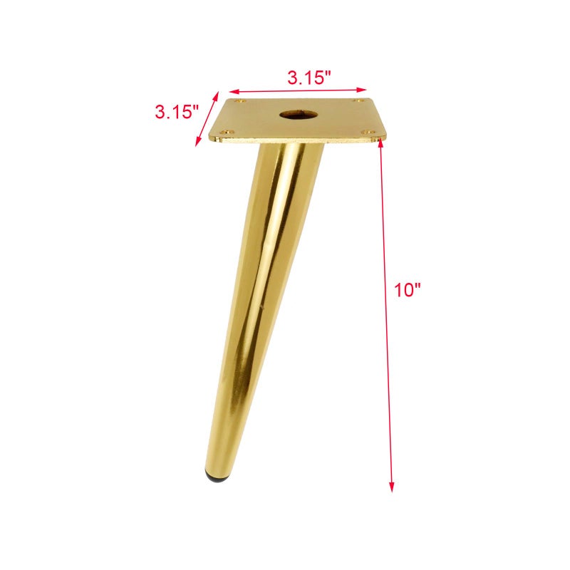Geesatis 10 inch Sofa Legs Oblique Metal Furniture Legs, Home Kitchen Ottoman Leg Replacement for Cabinet Chair TV Stand Table Desk, with Mounting Screws, Gold - Image 4